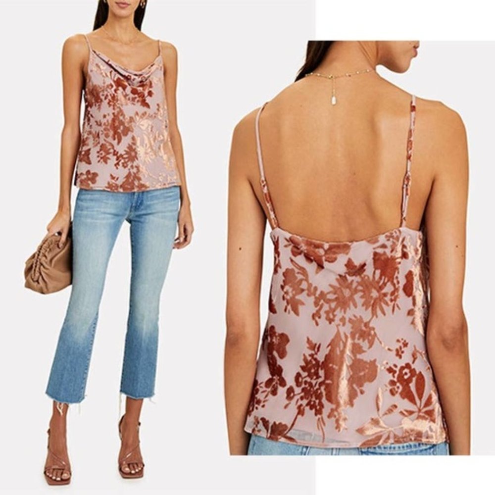 L'Agence Kay Devoré-Velvet Sleeveless Camisole Women's Pink Size: XS NWOT